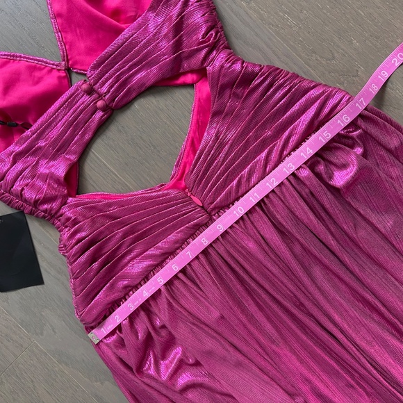 Retrofete Juliana Pink Metallic Lame Halter Cut Out Maxi Dress - with tags - S - Picture 10 of 12